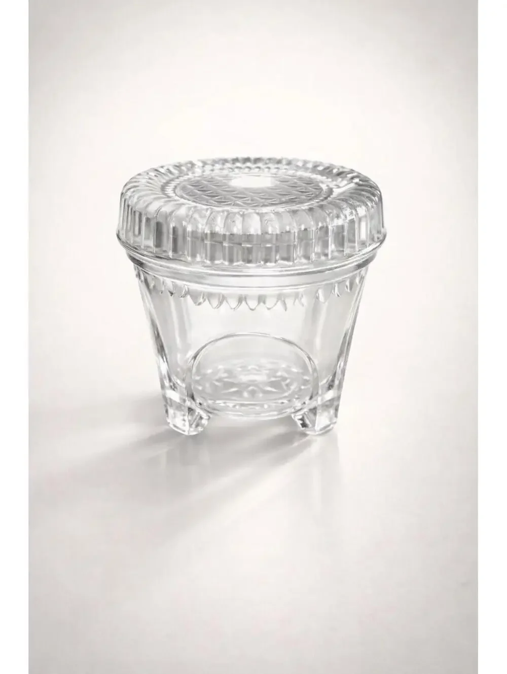 Vintage Cut Glass Crystal Salt Cellar with Lid - Elegant Table Accent